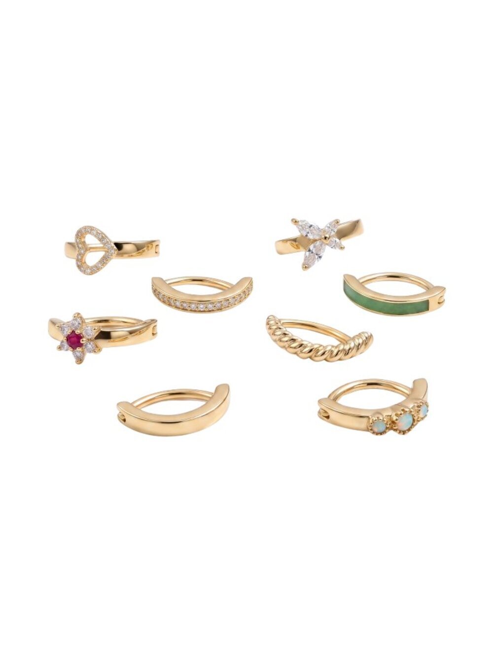 3/$20 NIP | 8 Pack Gold Fashion Clicker Belly Button Rings Set